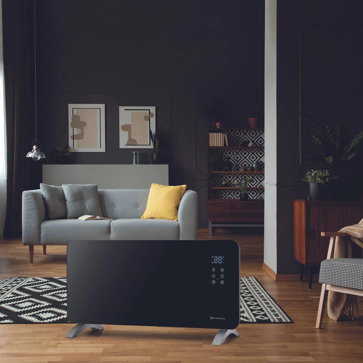 Rediffusion Smart Glass Panel Heater 2000W, Black