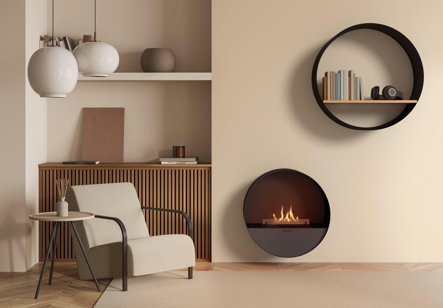 Planika Bubble Wall & Floor Freestanding Fireplace