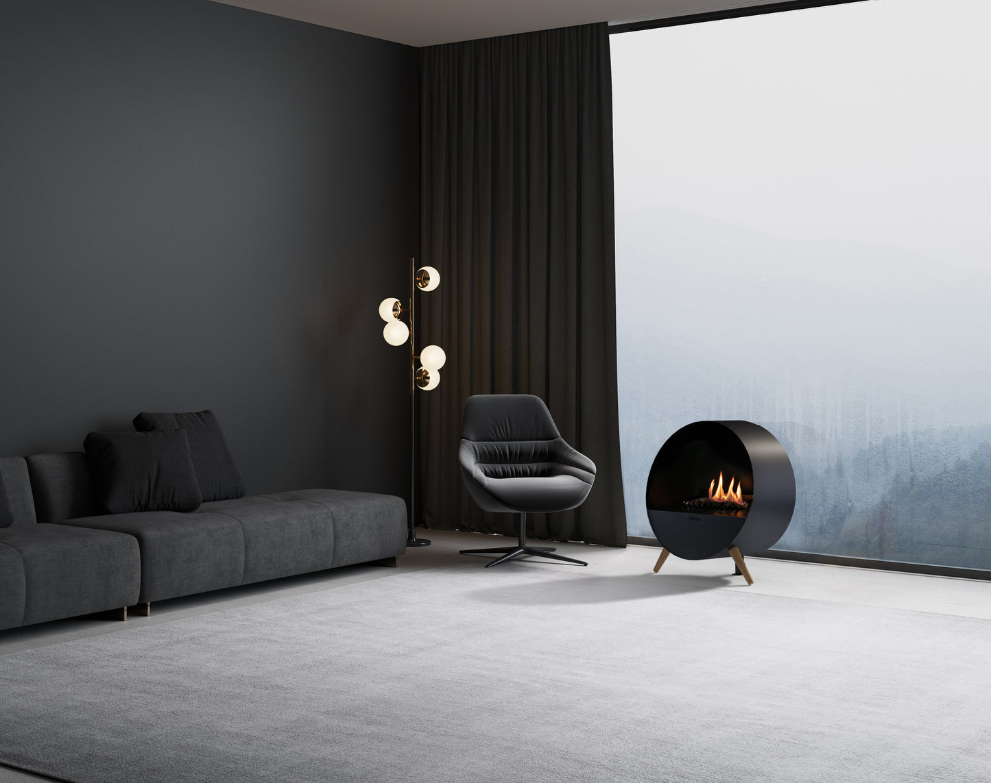 Planika Bubble Wall & Floor Freestanding Fireplace