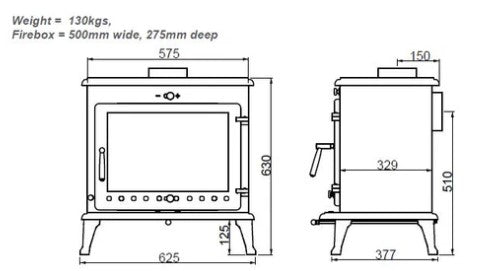 Ekol Crystal 12kW Wood Burning Stove (with painted door option)