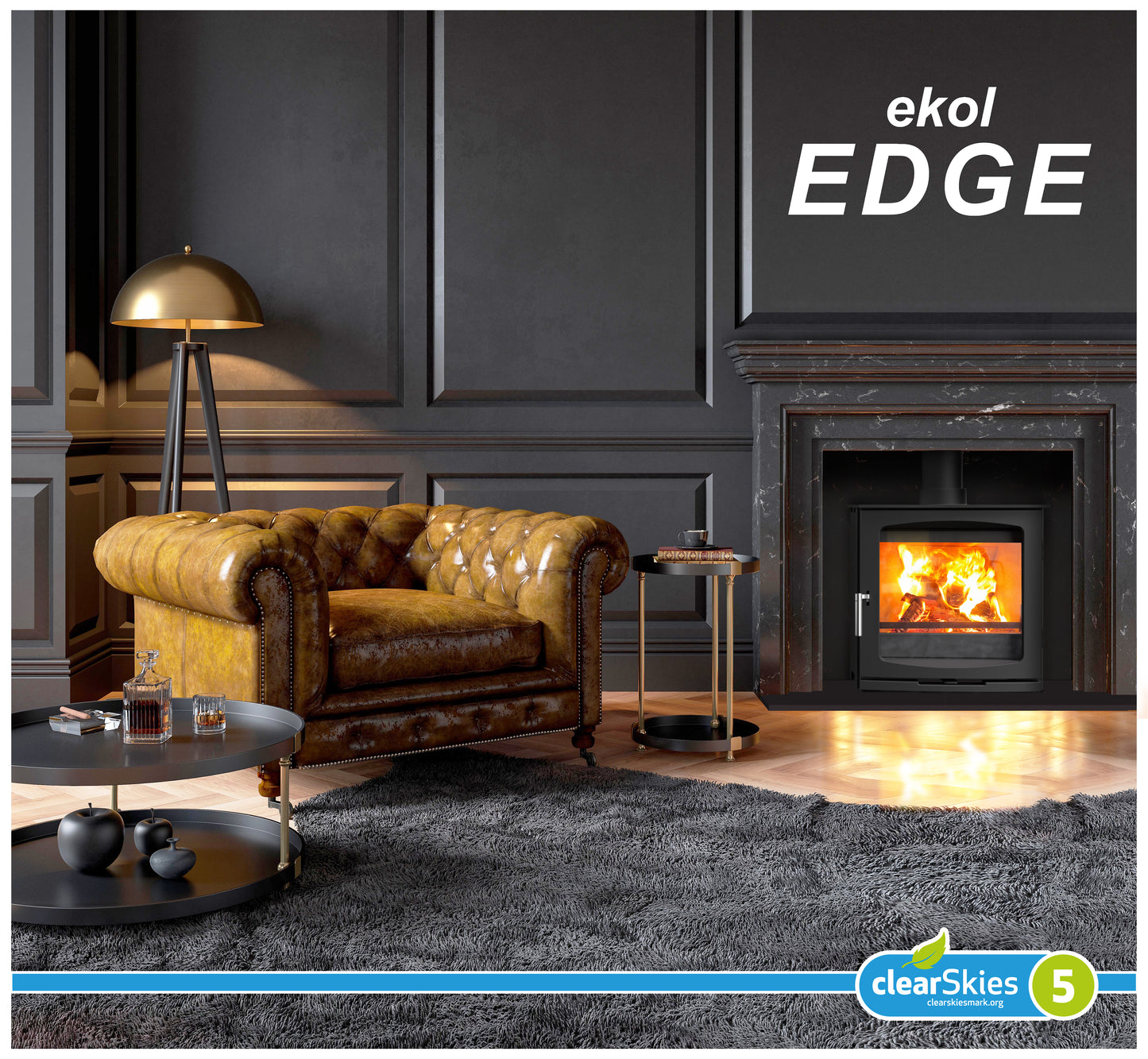 Ekol Edge 5kW Wood Burning Ecodesign Stove (with painted door option)