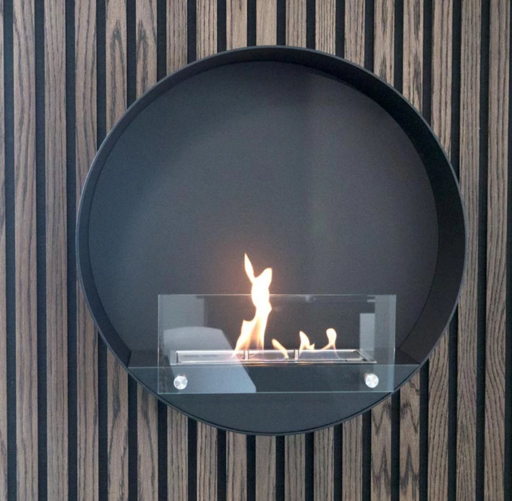 ScandiFlames, Delaware Black - Round Wall Mounted Biofireplace