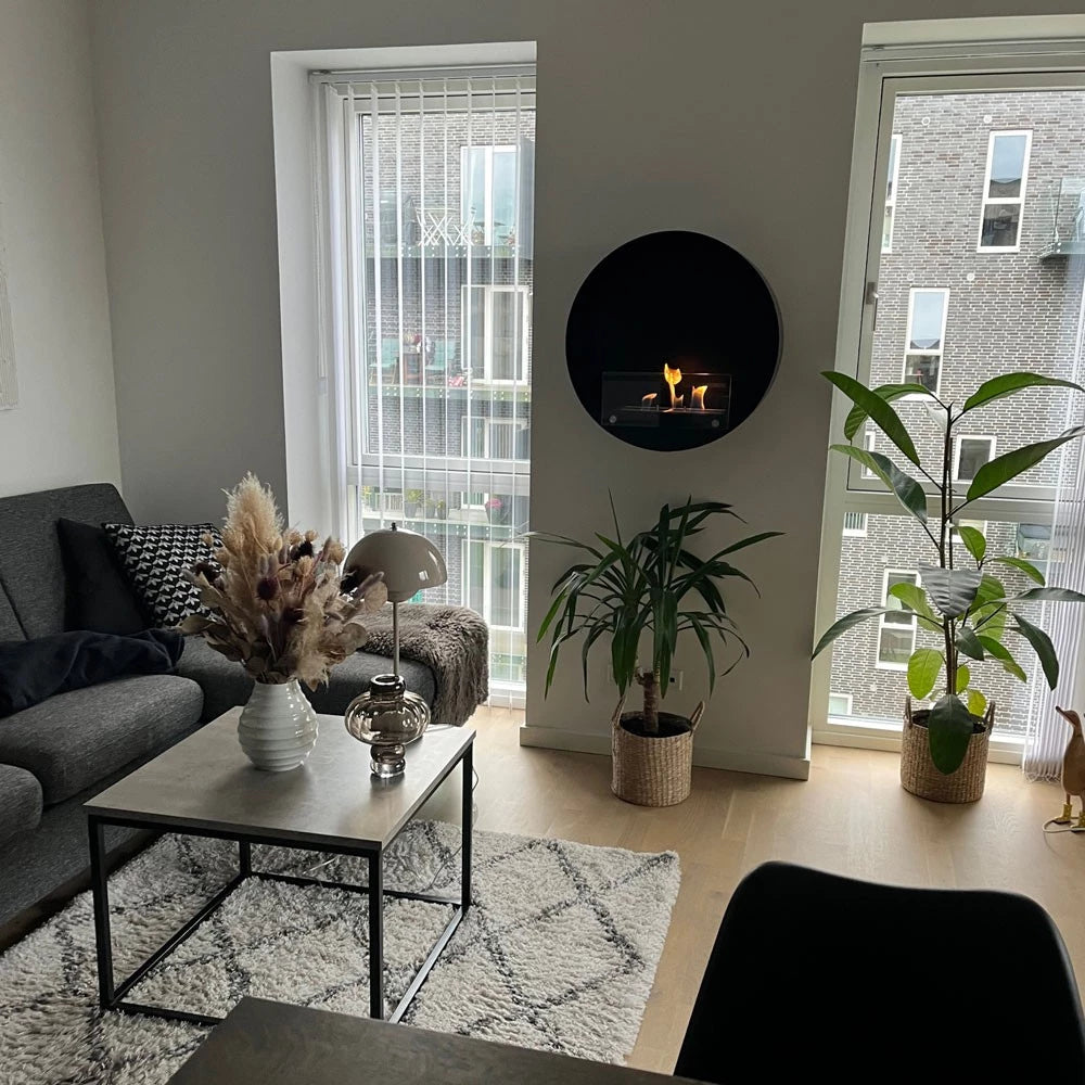 ScandiFlames, Delaware Black - Round Wall Mounted Biofireplace