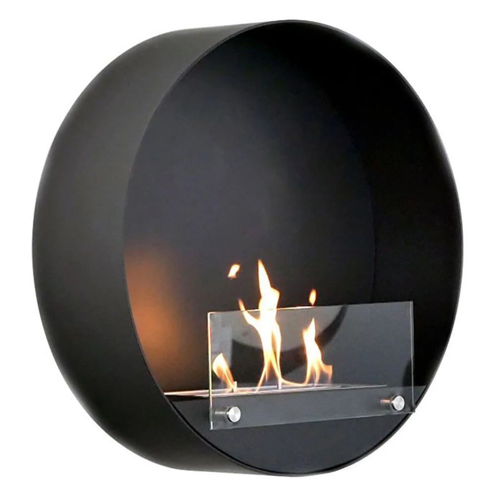 ScandiFlames, Delaware Black - Round Wall Mounted Biofireplace