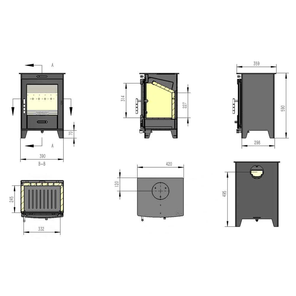 Henley Stoves, Redwood Eco 5kW Multi-Fuel (Eco)