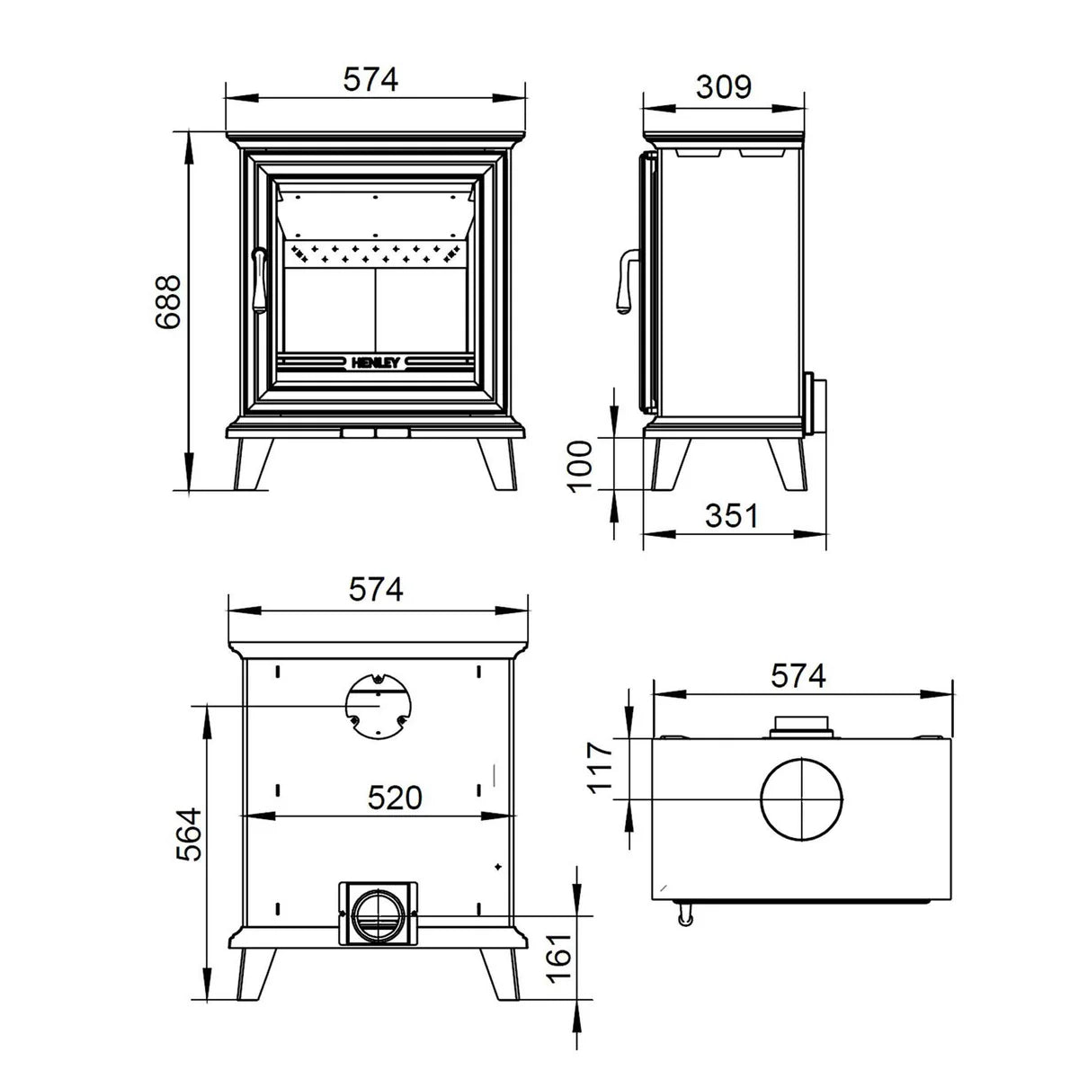 Henley Stoves, Elmwood 6.5kW Multi-Fuel (Eco)