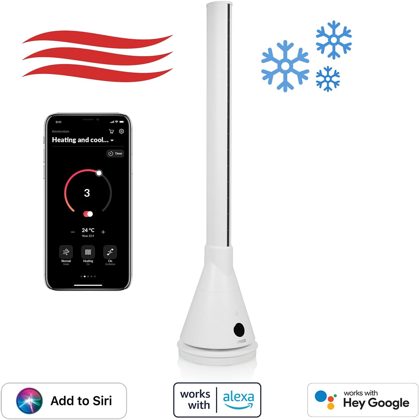 Princess 2-in-1 Smart Tower Fan Heater & Cooler