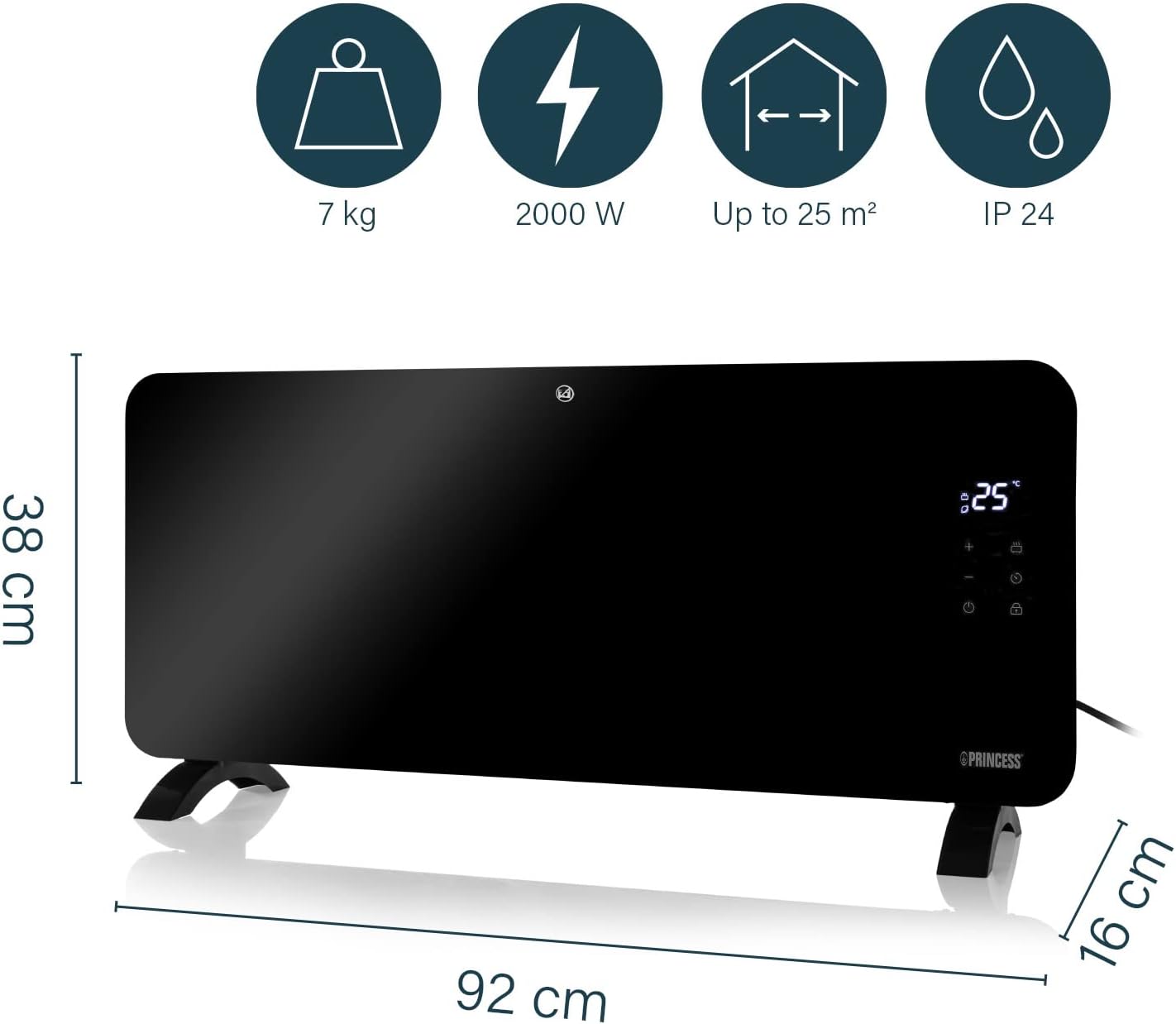 Princess Smart Glass Panel Heater 2000W