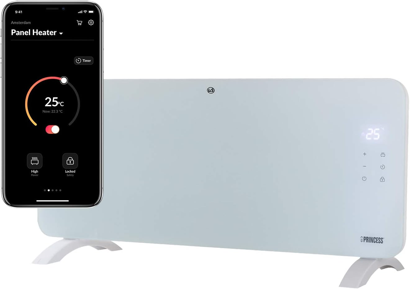 Princess Smart Glass Panel Heater 2000W