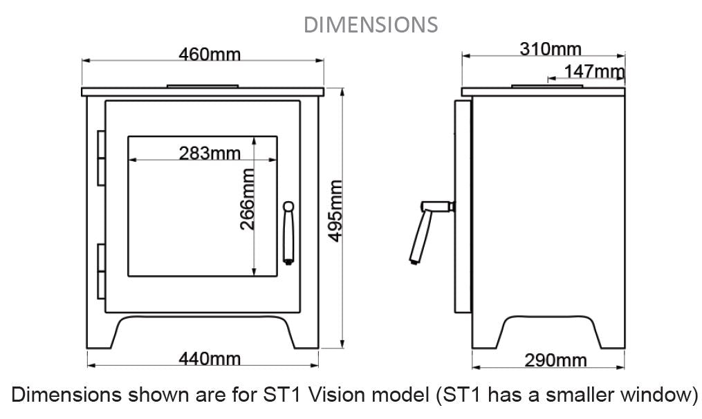 Saltfire ST1 Vision (with painted door option) DEFRA Approved Wood Burning Ecodesign Stove