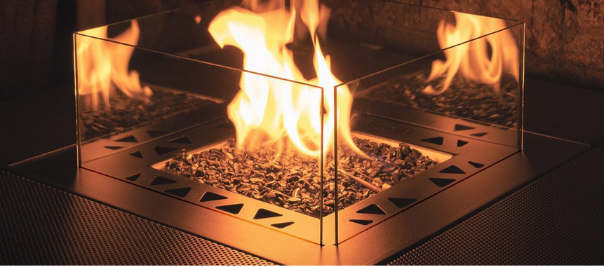 Planika Square Table Gas Fire Pit with Attachable Table