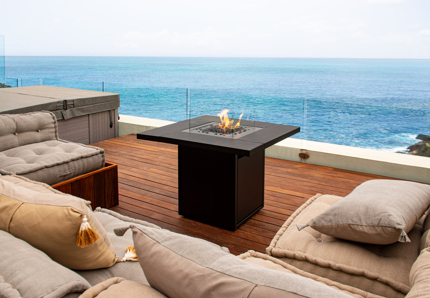 Planika Square Table Gas Fire Pit with Attachable Table