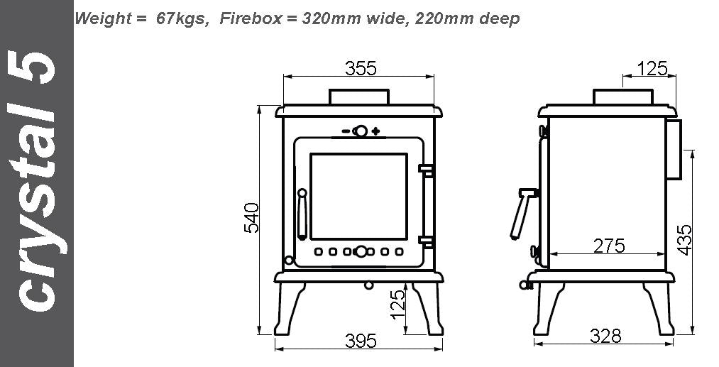 Ekol Crystal 5kW Wood Burning / Multifuel Ecodesign Stove (with painted door option) (Copy)