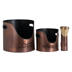 Hill Interiors, Logs and Kindling Buckets & Matchstick Holder