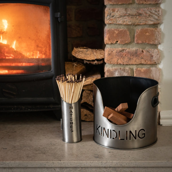 Hill Interiors, Logs and Kindling Buckets & Matchstick Holder