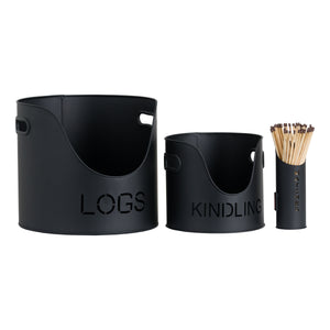 Hill Interiors, Logs and Kindling Buckets & Matchstick Holder