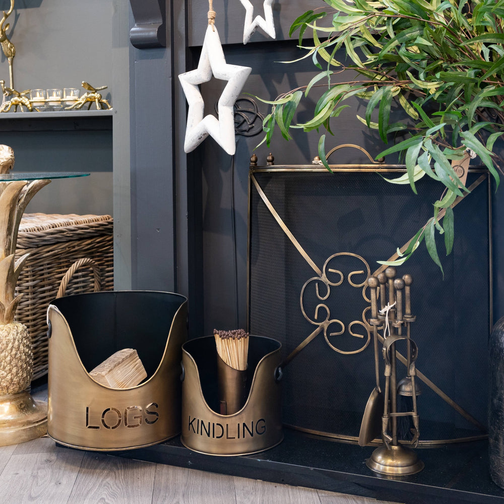 Hill Interiors, Logs and Kindling Buckets & Matchstick Holder