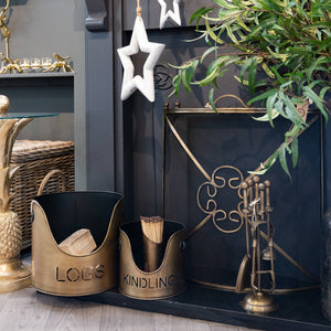 Hill Interiors, Logs and Kindling Buckets & Matchstick Holder