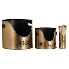 Hill Interiors, Logs and Kindling Buckets & Matchstick Holder
