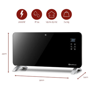 Rediffusion Smart Glass Panel Heater 2000W, Black