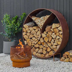 Ivyline, Circle Sculptural Log Storage Natural Rust
