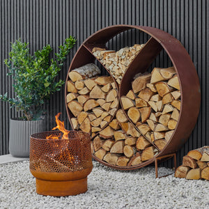 Ivyline, Circle Sculptural Log Storage Natural Rust