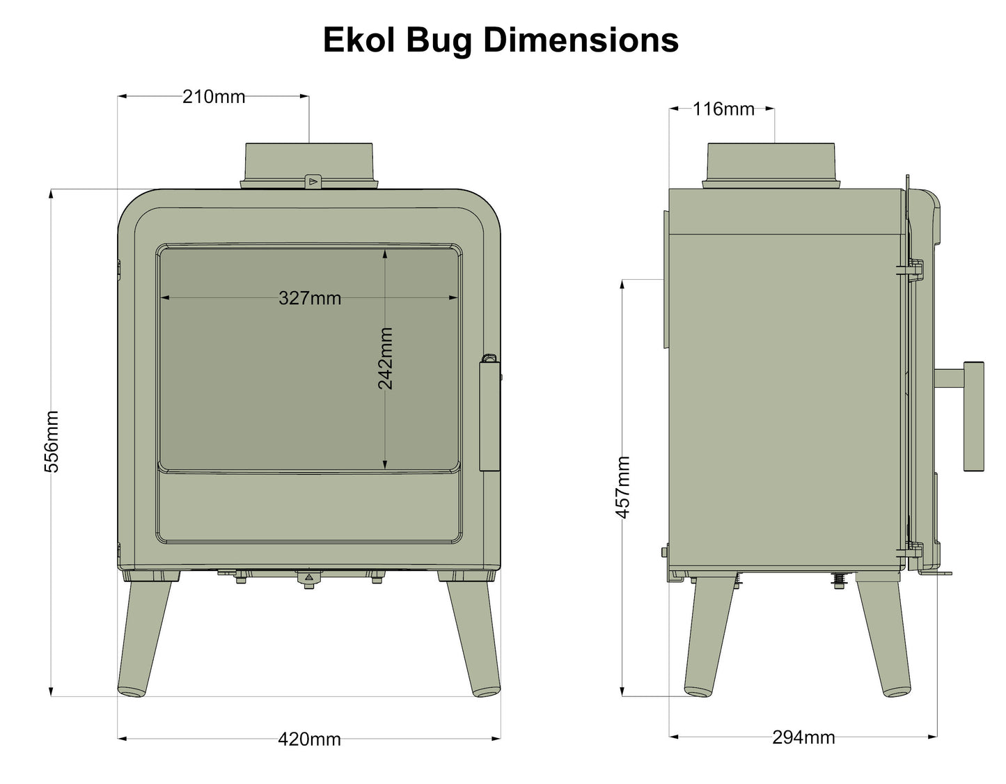 Ekol Bug (with painted door option)  Multi Fuel / Wood Burning Stove