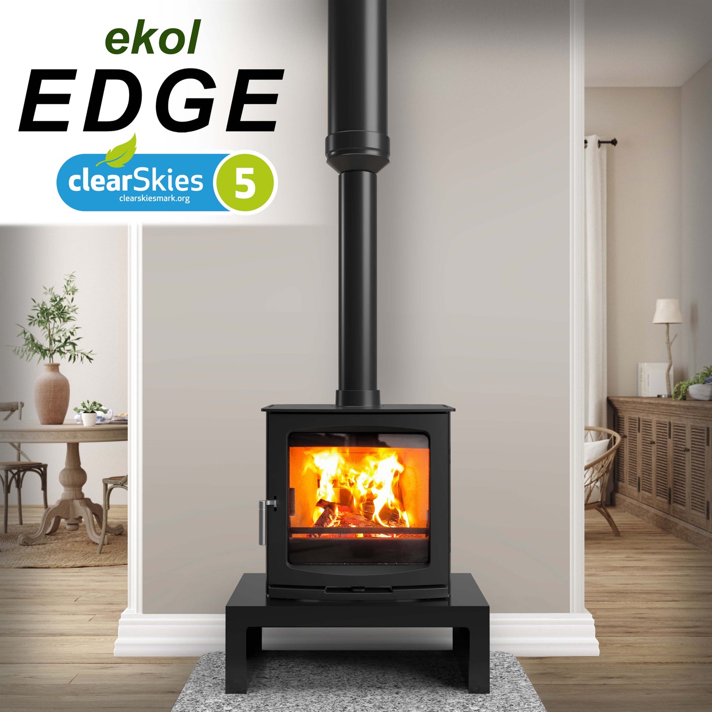 Ekol Edge 5kW Wood Burning Ecodesign Stove (with painted door option)