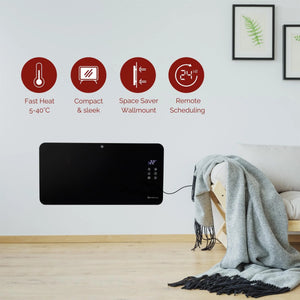 Rediffusion Smart Glass Panel Heater 1500W, Black