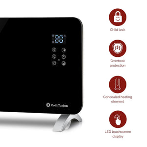 Rediffusion Smart Glass Panel Heater 1000w, Black
