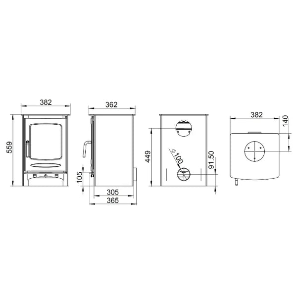 Henley Stoves, Sherwood 5kW Multi-Fuel (Eco)