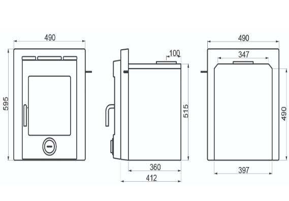 Ekol Inset Plus 5kW DEFRA Approved Wood Burning / Multifuel Ecodesign Inset Stove (with painted door option)
