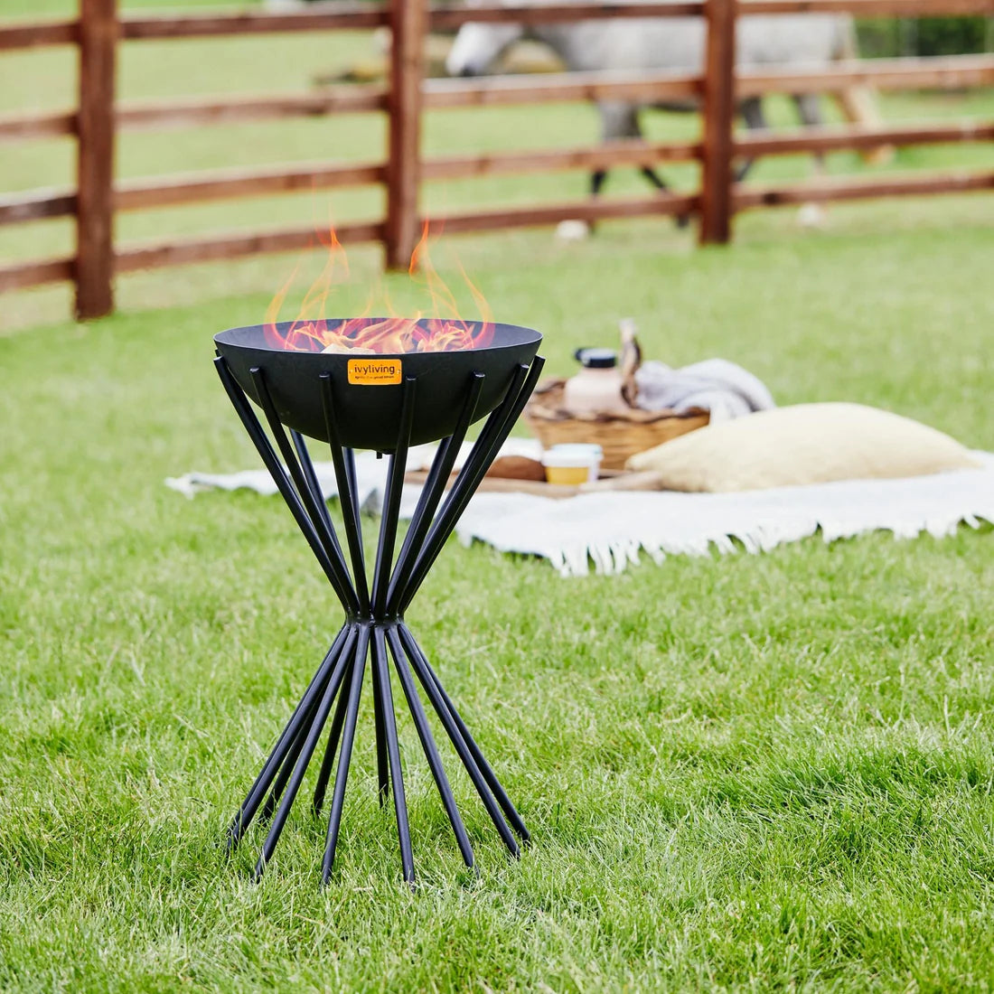 Ivyline,Outdoor Tall Metal Dakota Firebowl