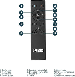 Princess 2-in-1 Smart Tower Fan Heater & Cooler