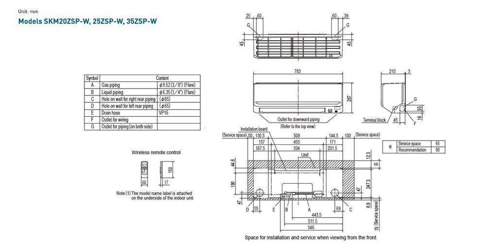 Mitsubishi Heavy Industries SKM20ZSP-W Wall Mounted 2.0kw Standard Series (Multi)