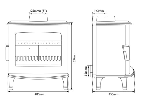 Carron ECO Stove 5kW - Ash Grey Enamel