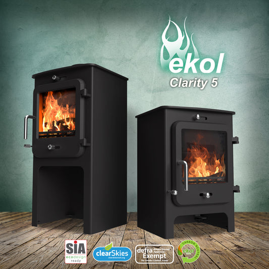 Ekol Clarity 5kW Wood Burning / Multifuel Ecodesign Stove (with painted door option)