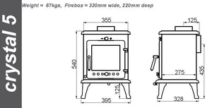 Ekol Crystal 5kW Wood Burning / Multifuel Ecodesign Stove (with painted door option) (Copy)
