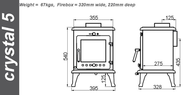 Ekol Crystal 5kW Wood Burning / Multifuel Ecodesign Stove (with painted door option) (Copy)