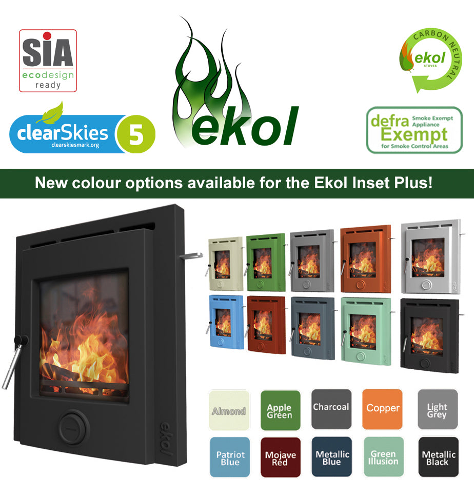 Ekol Inset Plus 5kW DEFRA Approved Wood Burning / Multifuel Ecodesign Inset Stove (with painted door option)